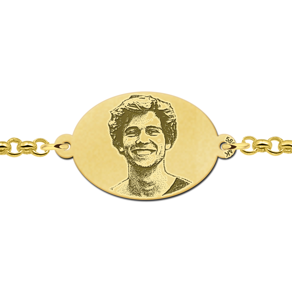 Goldenes Armband mit Foto oval