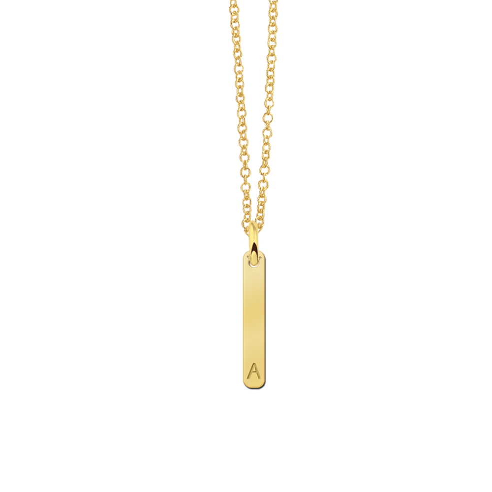 Goldene filigrane Bar Halskette mit Initial