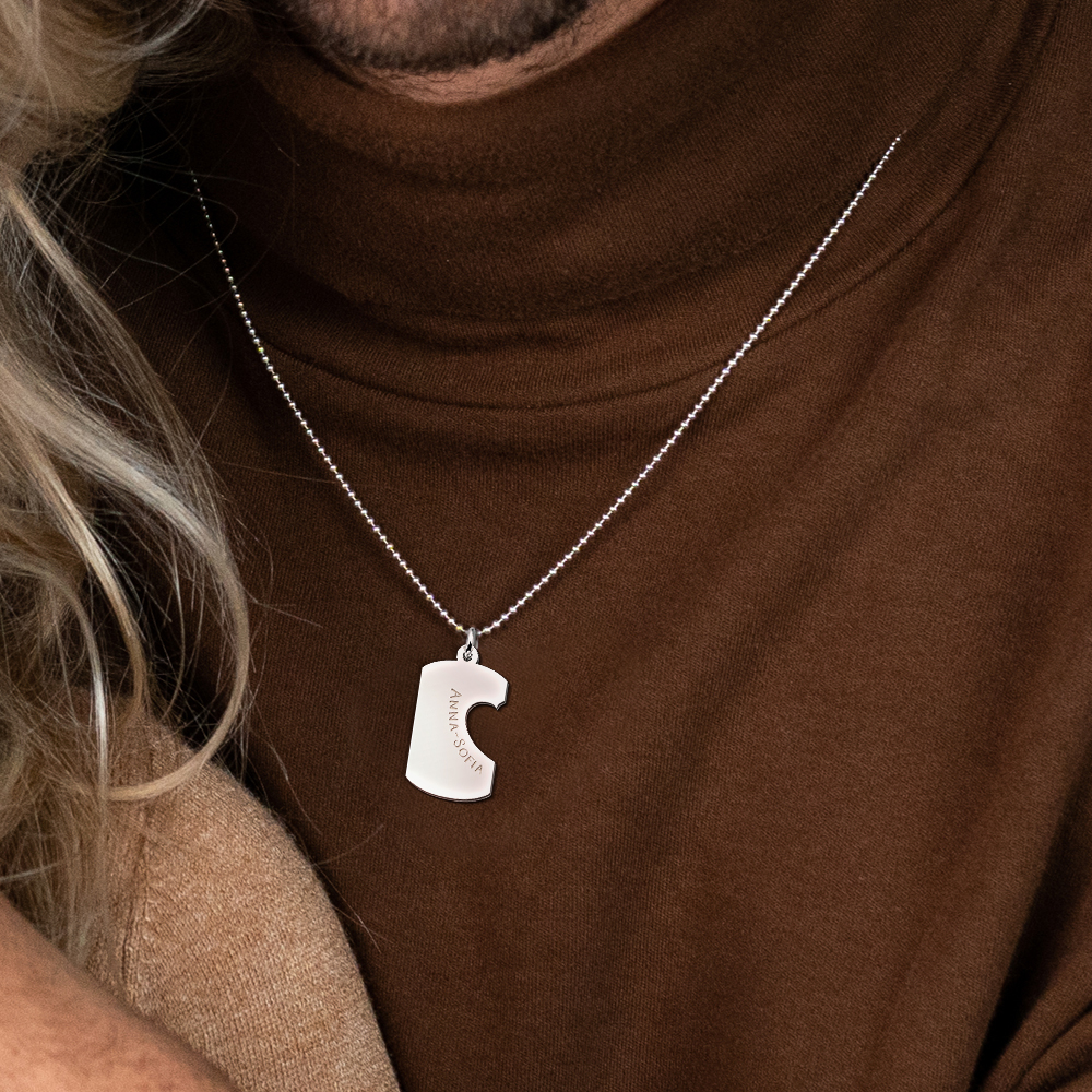 Silberne Freundschaftskette Dogtag mit Herz