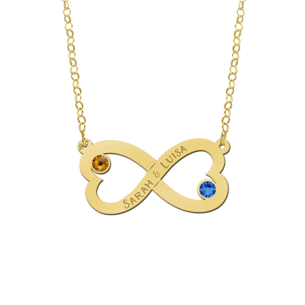 Infinity Kette mit Geburtssteinen aus Gold