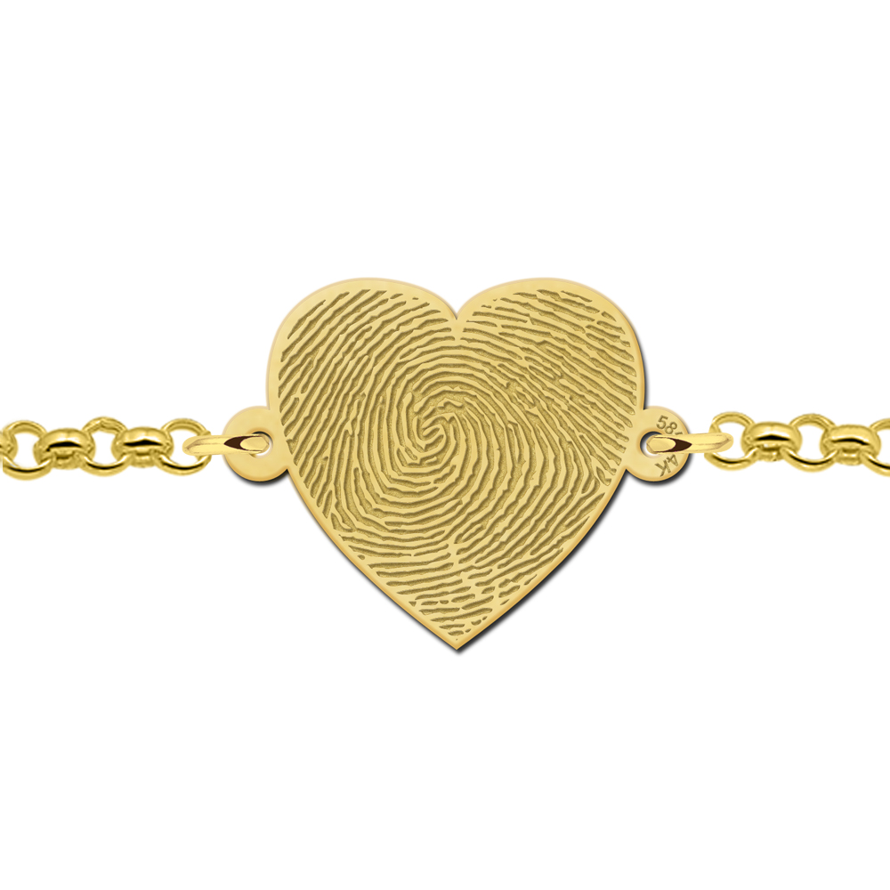 Goldenes Armband mit Fingerabdruck Herzform
