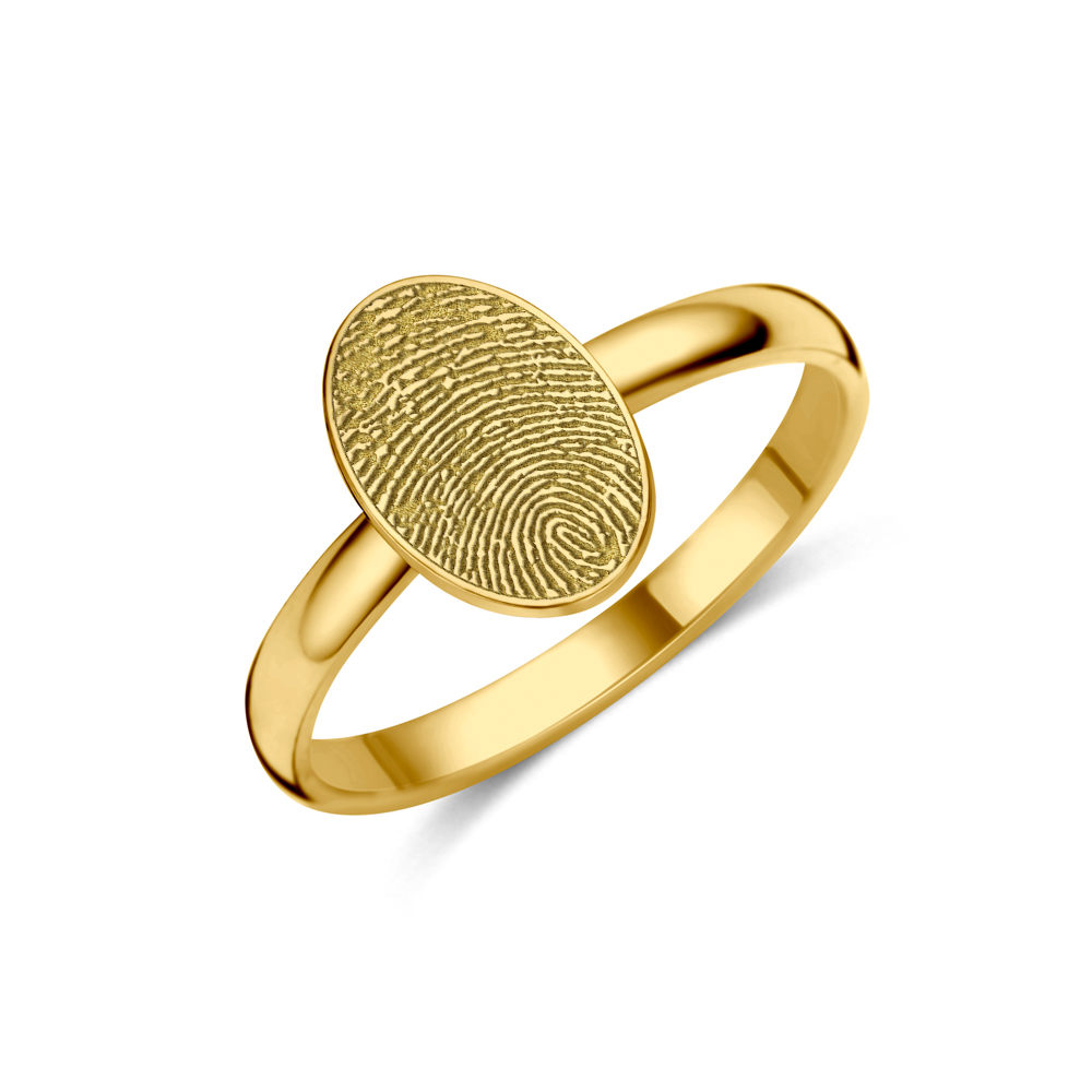 Goldener Ring mit Oval und Fingerabdruck