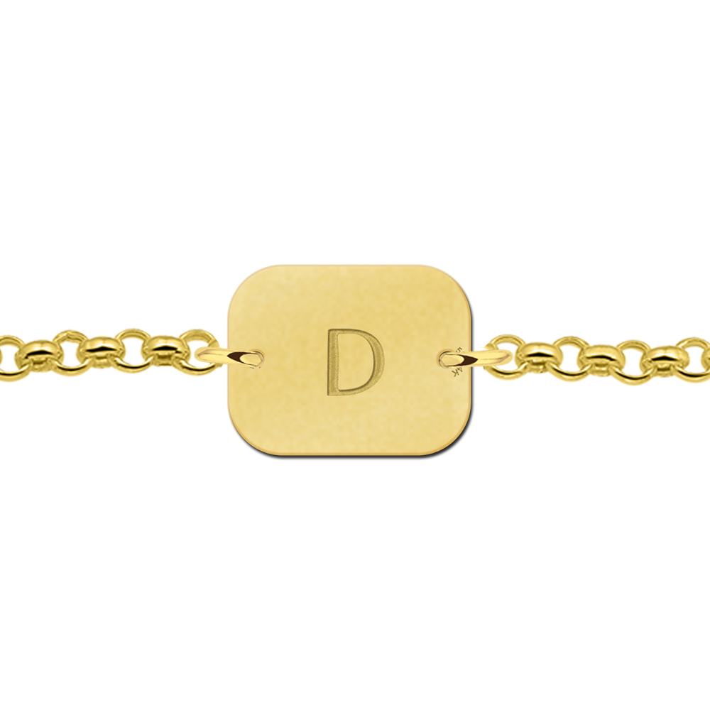 Goldenes Buchstaben Armband Rechteck