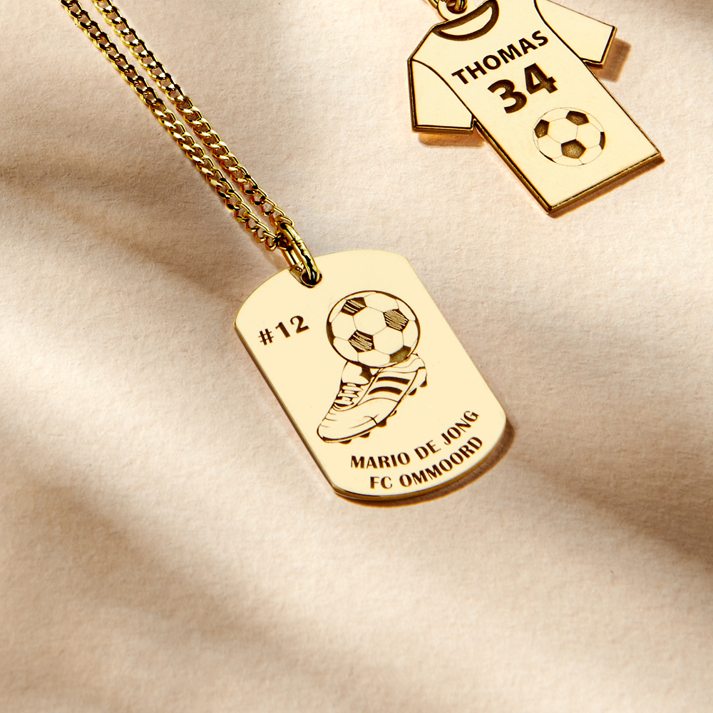 Sportanhänger Fußball Dogtag Gold