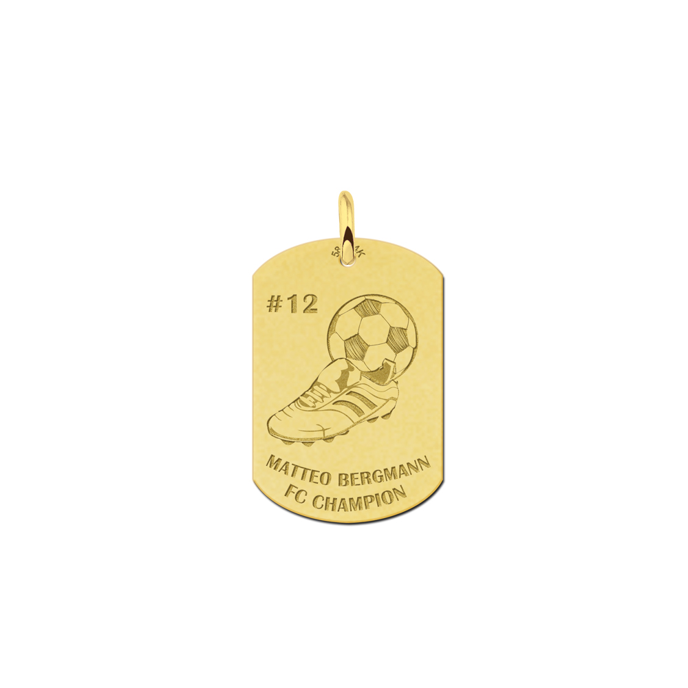 Sportanhänger Fußball Dogtag Gold