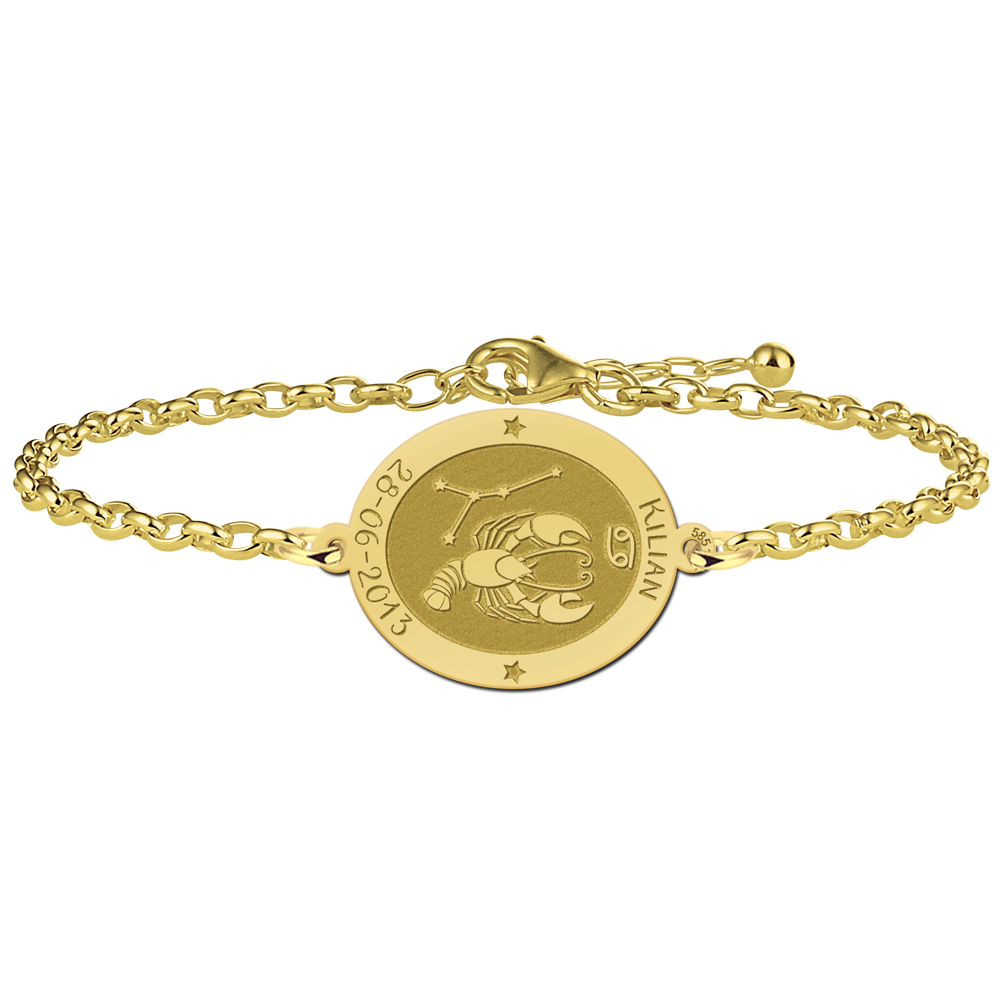 Goldenes Armband Sternzeichen oval Krebs