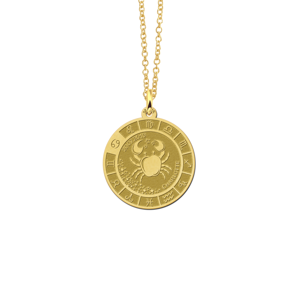 Goldener runder Sternzeichen Anhänger Krebs