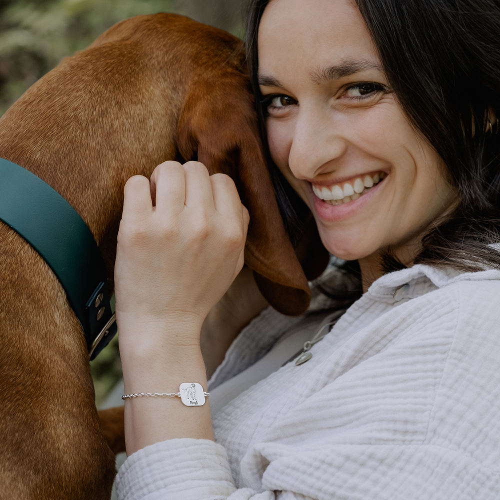 Silbernes Armband Französische Bulldogge