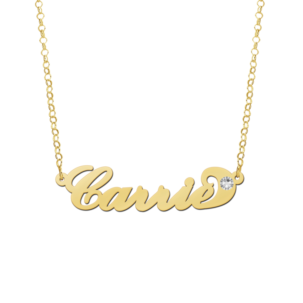 Goldene  Namens kette „Carrie style“ zirconia