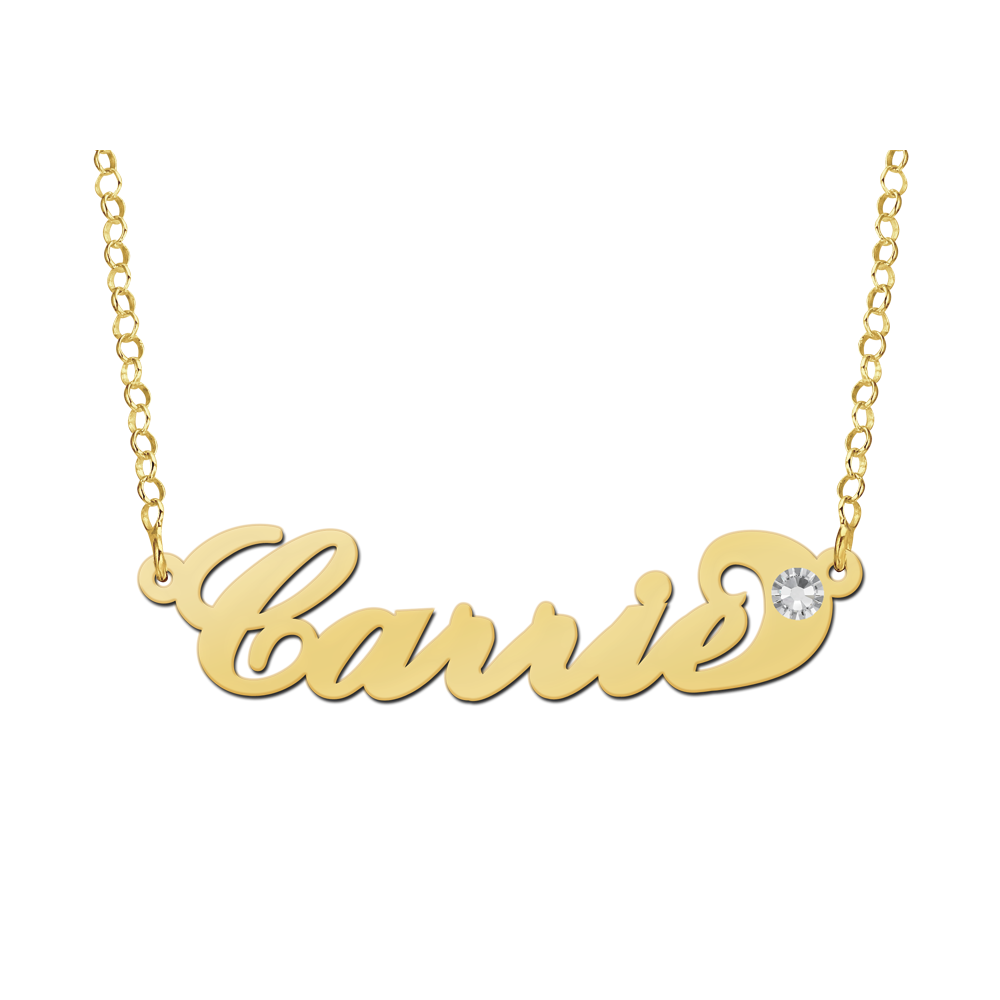 Goldene  Namens kette „Carrie style“ zirconia