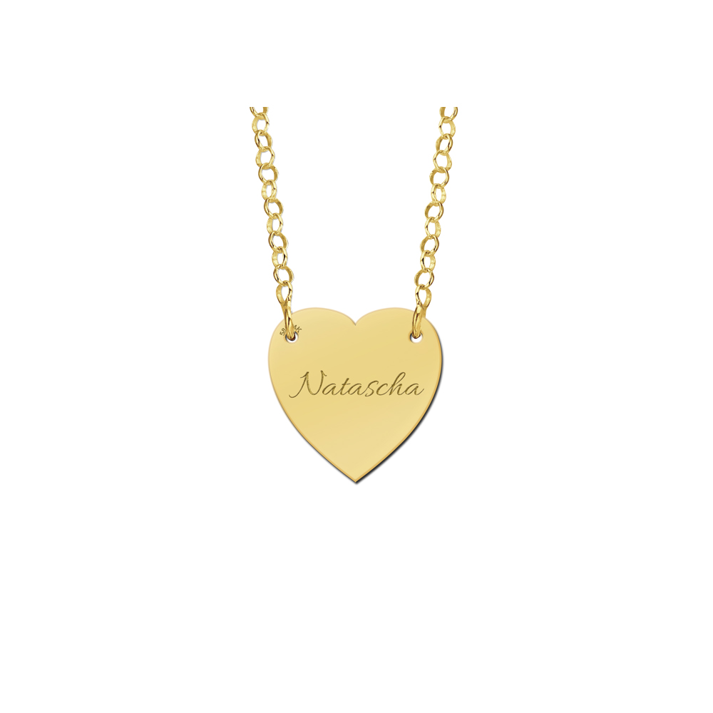 Goldener minimalistische Kette mit Herz und Gravur