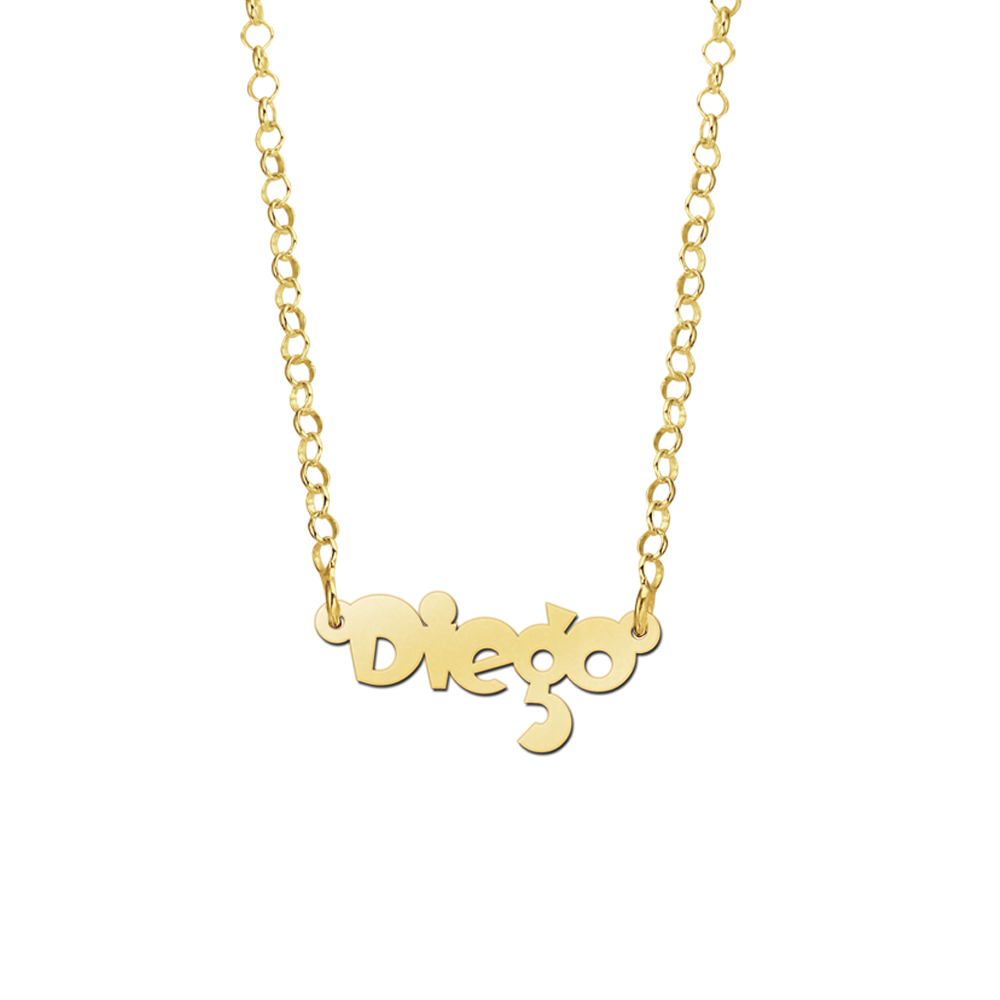 Goldene Kinder-Namenskette „Diego“