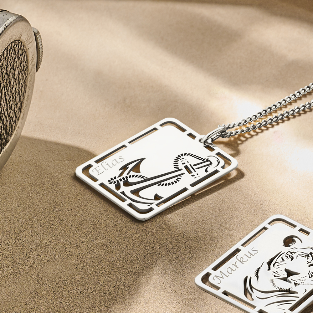 Silber Anker Kettenanhänger mit Gravur